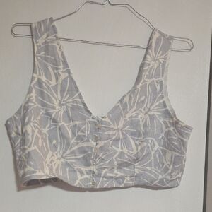 Madewell Floral Cream and Gray Crop Top
